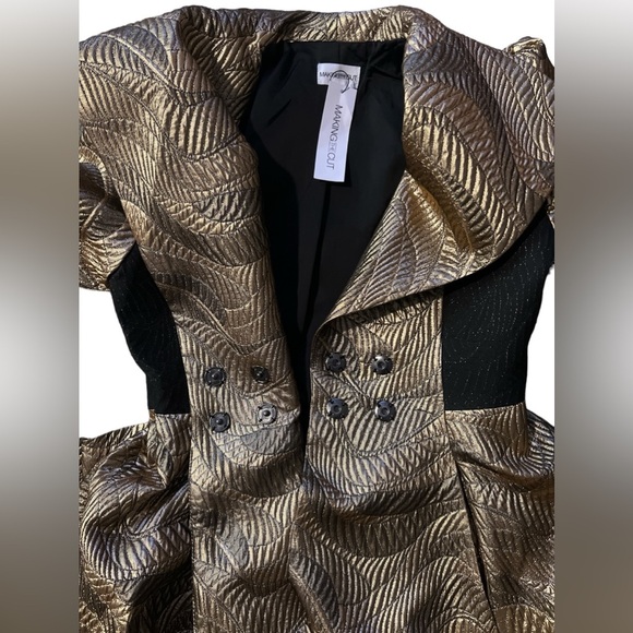 Making the Cut Season 3 Winning Look Jeanette's Metallic Gold Jacquard Coat - Picture 11 of 14